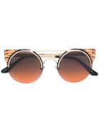 Bulgari Enamelled Cat Eye Sunglasses - Metallic