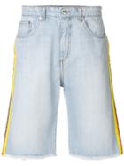 Msgm Side Stripe Denim Shorts - Blue
