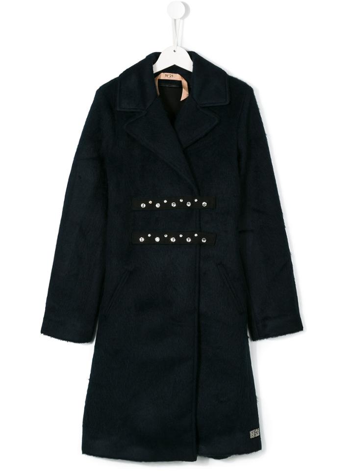 No21 Kids Crystal-embellished Coat - Blue