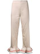 Anna October Flared Trim Cropped Trousers - Nude & Neutrals