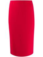 Loulou Mid Rise Pencil Skirt - Red