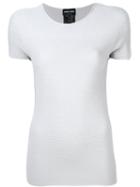 Giorgio Armani - Ribbed Top - Women - Polyester/viscose - 44, Grey, Polyester/viscose