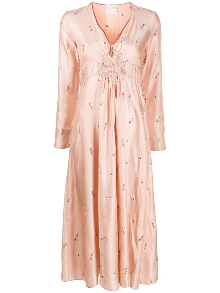 Forte Forte Satin Ruched Waist Shift Dress - Pink