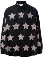 Saint Laurent Star Print Oversized Shirt, Size: Small, Black, Cotton/viscose