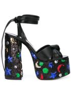 Saint Laurent Paige Sequin Platform Sandals - Black