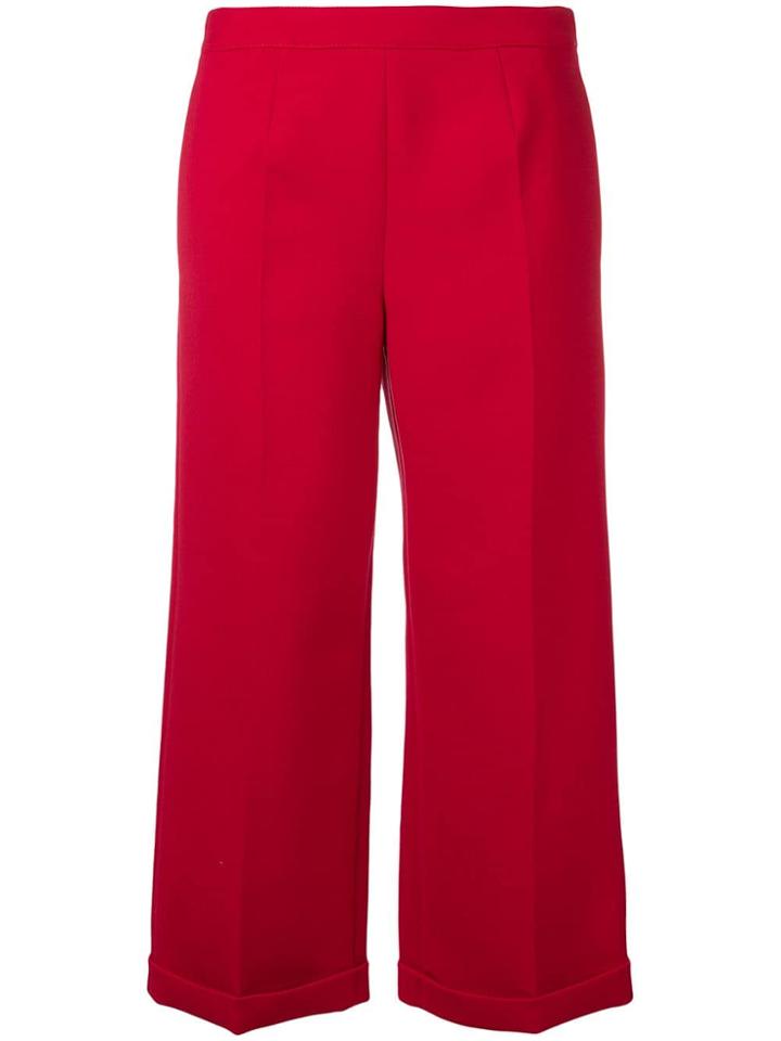 Mm6 Maison Margiela Cropped Wide Leg Trousers - Red