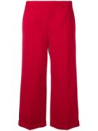 Mm6 Maison Margiela Cropped Wide Leg Trousers - Red