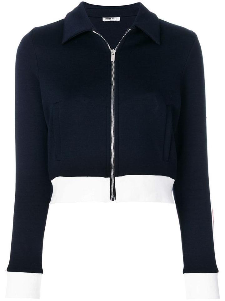 Miu Miu Cropped Zip Jacket - Blue