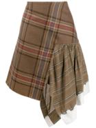 Lanvin Tartan Asymmetric Skirt - Brown
