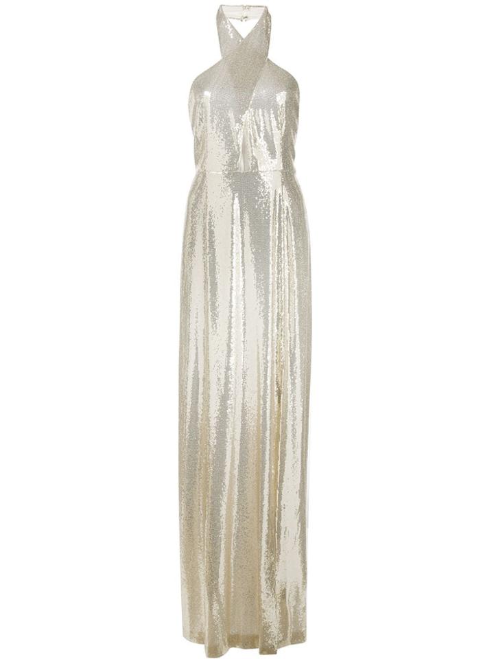 Galvan Sequin Embroidered Evening Dress - Gold