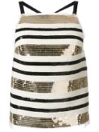 Aviù - Striped Sequined Top - Women - Silk/polyamide/spandex/elastane - 42, White, Silk/polyamide/spandex/elastane
