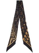 Rockins - 'eyes' Printed Skinny Scarf - Women - Silk - One Size, Women's, Black, Silk