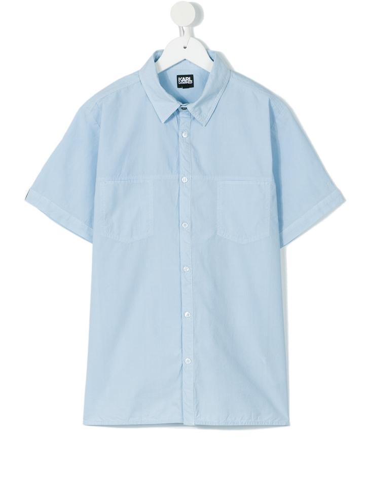 Karl Lagerfeld Kids - Shortsleeved Shirt - Kids - Cotton - 16 Yrs, Girl's, Blue
