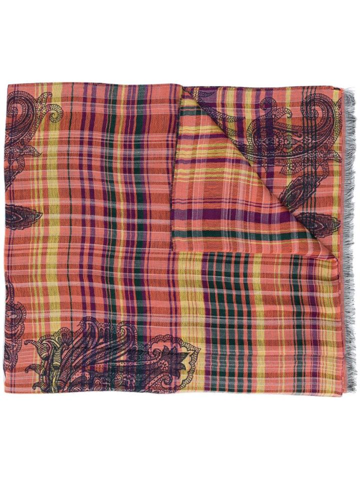Etro Plaid Fringed Scarf - Pink