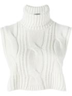 Cédric Charlier Roll Neck Cropped Blouse, Women's, Size: 40, White, Wool/alpaca