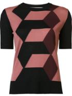 Marni Geometric Pattern Shortsleeved Blouse, Women's, Size: 36, Black, Virgin Wool