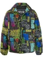 Versace Jeans Couture Doodle Print Puffer Jacket - Black