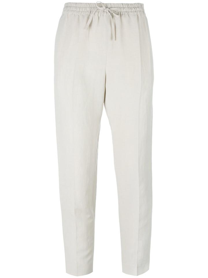 Joseph Drawstring Cropped Trousers, Women's, Size: 34, Nude/neutrals, Linen/flax/silk