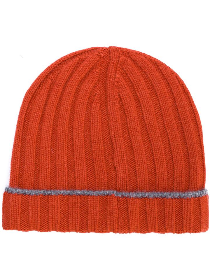 Brunello Cucinelli - Cashmere Ribbed Beanie Hat - Men - Cashmere - L, Yellow/orange, Cashmere