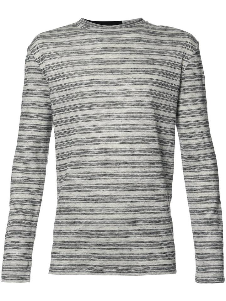 T By Alexander Wang Striped T-shirt, Men's, Size: Xs, Grey, Linen/flax/cotton
