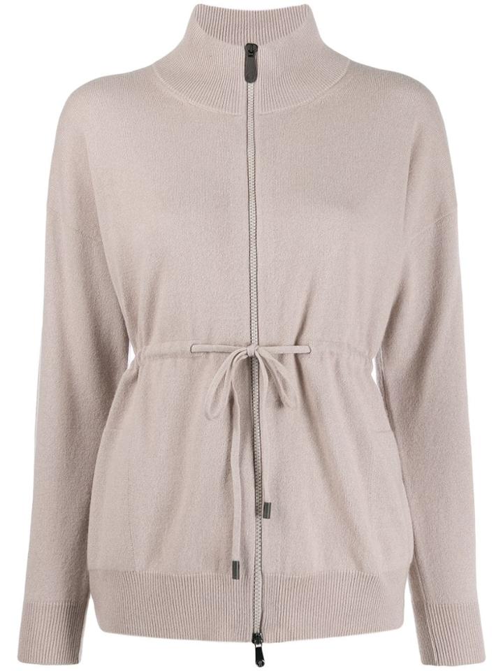 Peserico Zipped Fitted Cardigan - Neutrals