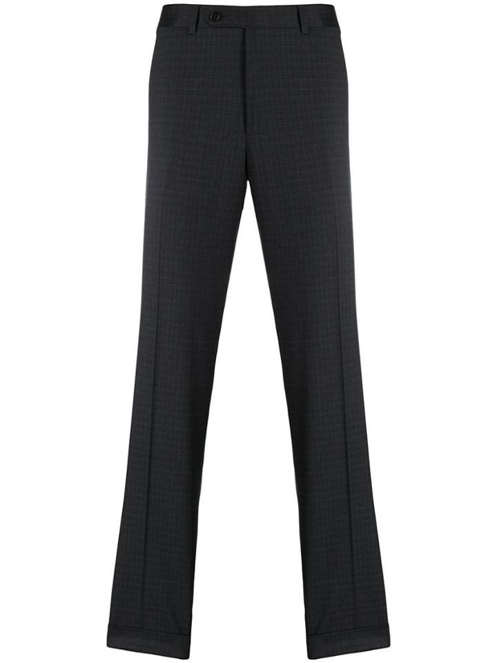 Canali Checked Straight-leg Trousers - Grey