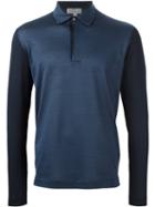 Canali Long Sleeve Polo Shirt, Men's, Size: 56, Blue, Cotton