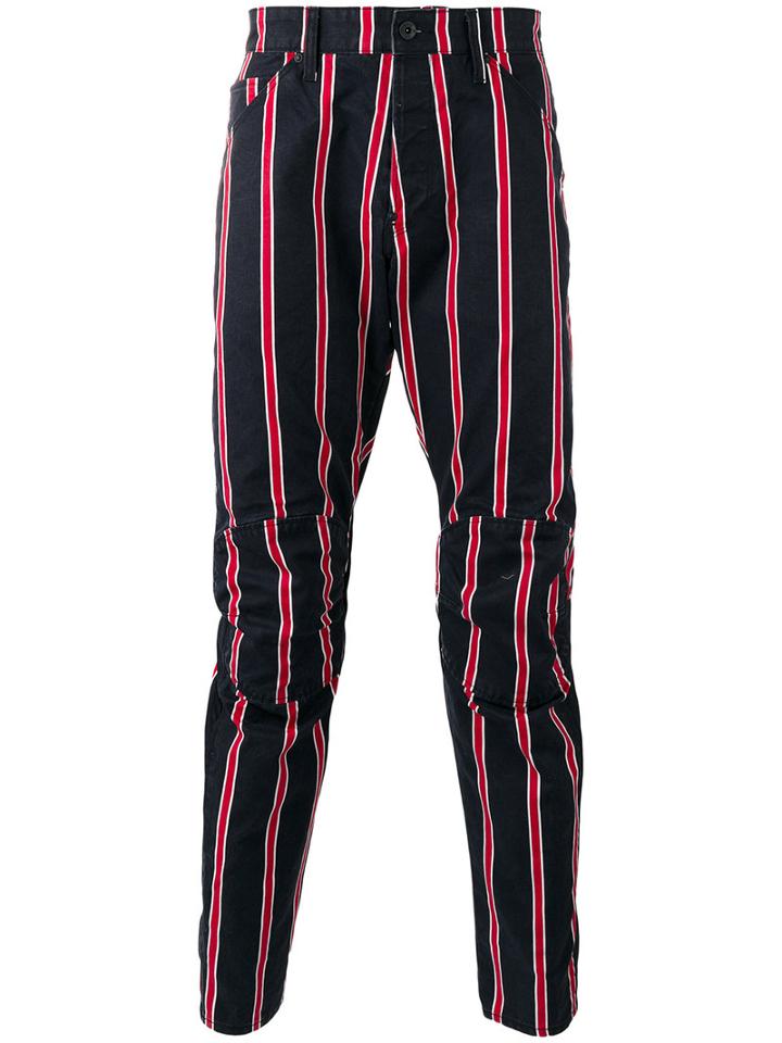 G-star Striped Pants, Men's, Size: 34, Black, Cotton/polyester