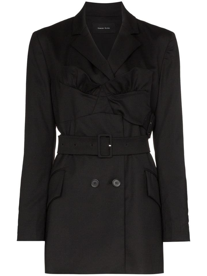 Simone Rocha Ruffle Front Blazer - Black
