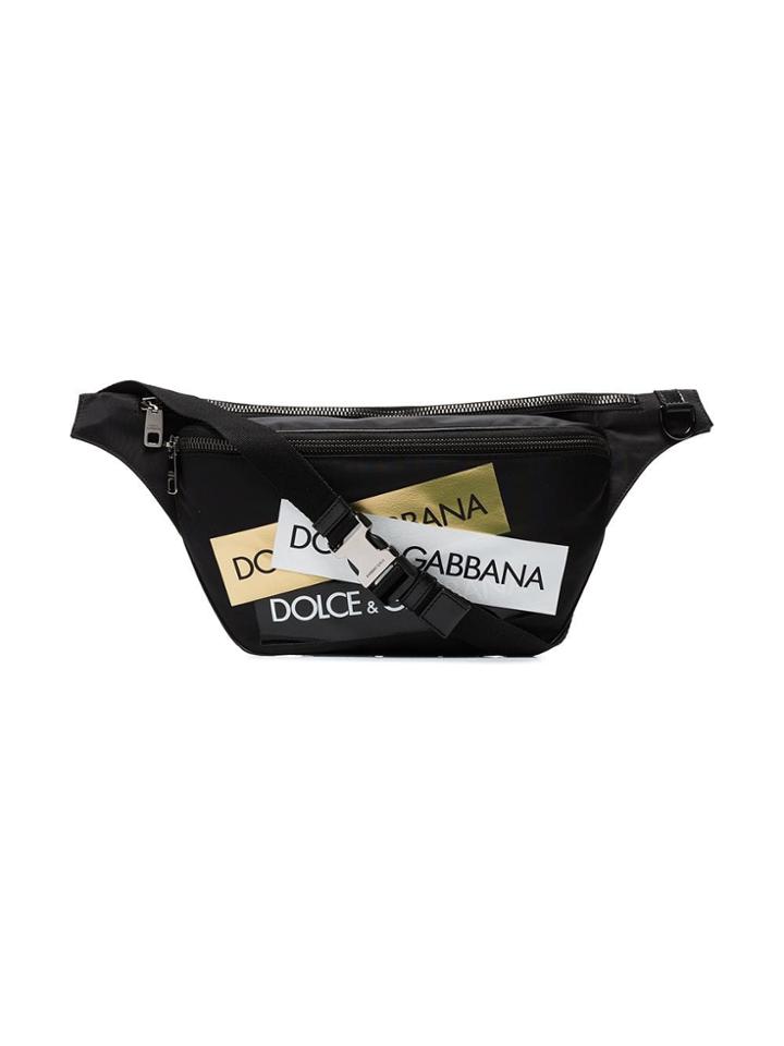 Dolce & Gabbana Black Logo Tape Cross Body Belt Bag
