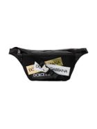Dolce & Gabbana Black Logo Tape Cross Body Belt Bag