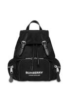 Burberry The Small Rucksack In Logo Print Nylon - Black