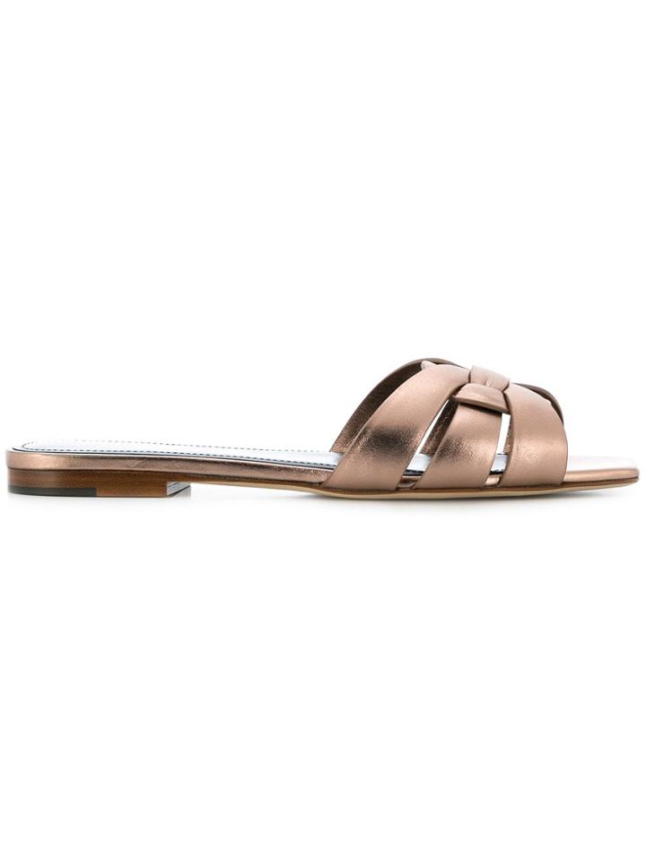 Saint Laurent Tribute 105 Nu Pieds Sandals - Metallic