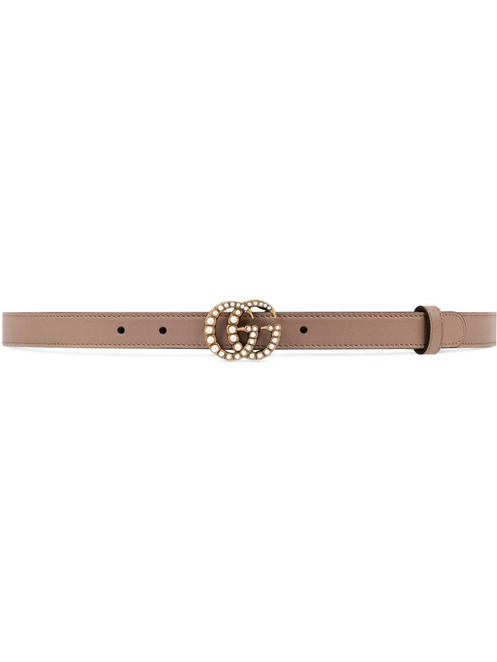 Gucci Pearl Double G Buckle Belt - Nude & Neutrals