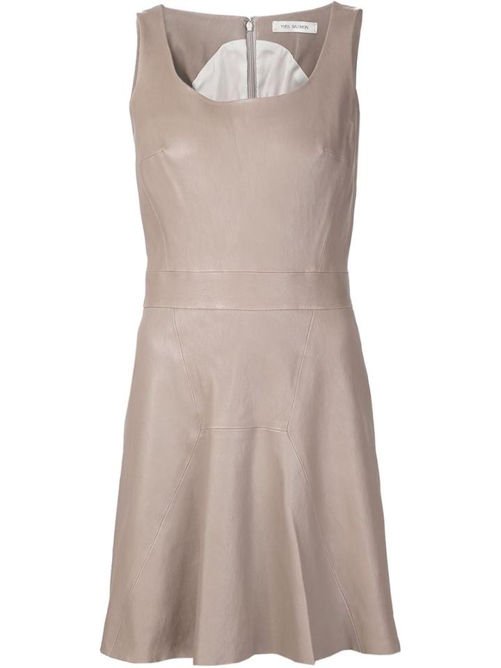 Yves Salomon Scoop Neck Leather Dress