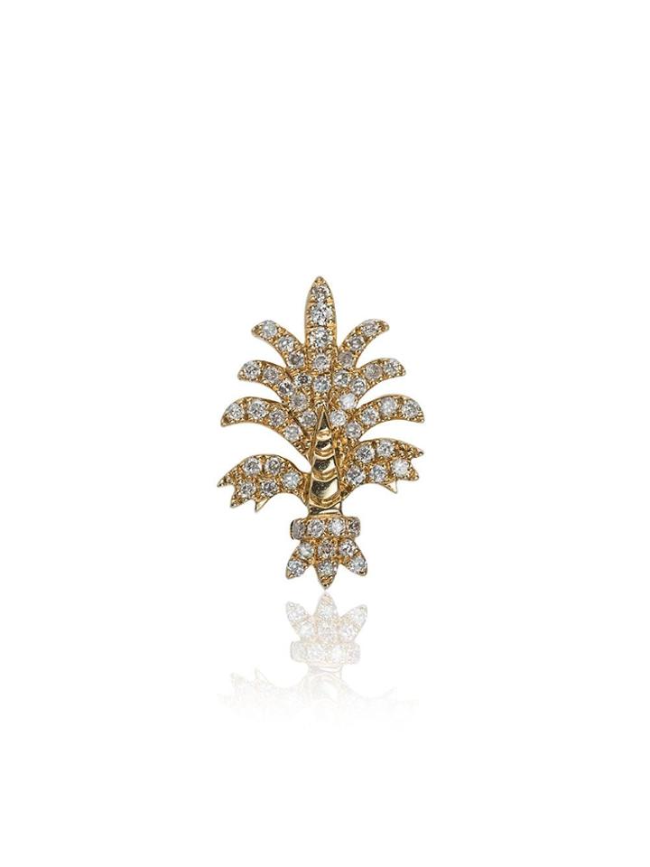Yvonne Léon 18k Yellow Gold Bo Fleur Diamond Earring - Metallic