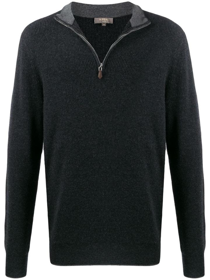 N.peal Ribbed Half Zip Jumper - Grey