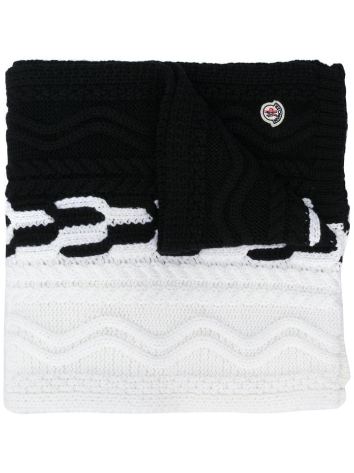Moncler Two-tone Knit Scarf - White
