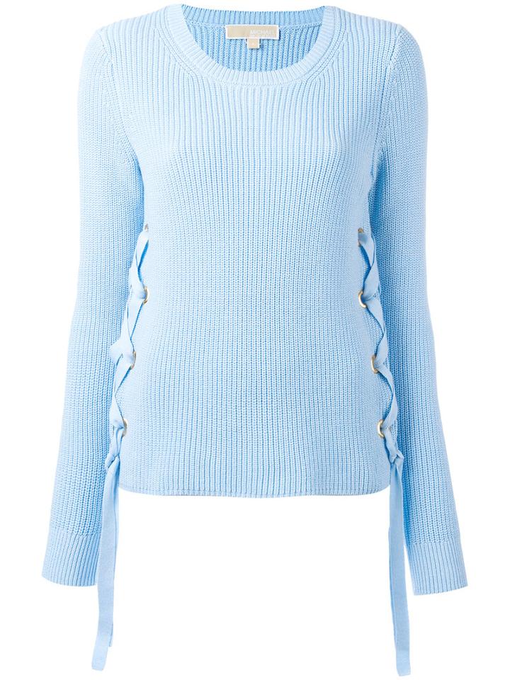 Michael Michael Kors Ribbed Sweater, Women's, Size: Large, Blue, Cotton