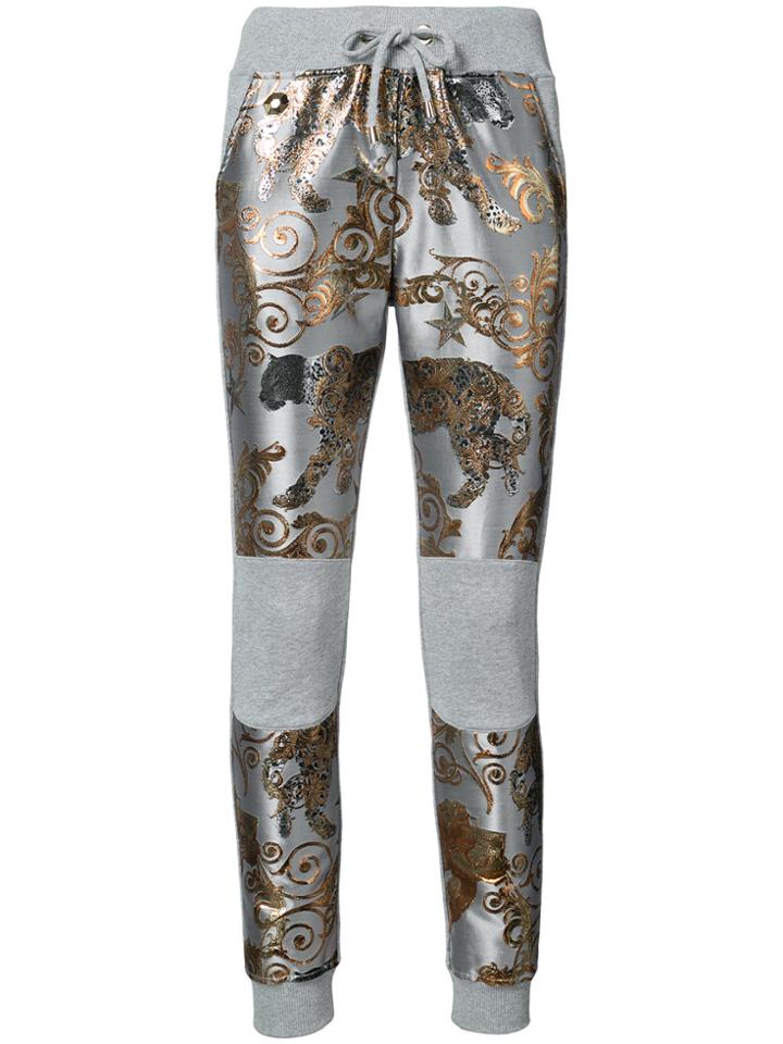 Philipp Plein Poenia Tiger Jacquard Track Pants - Grey
