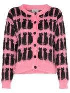 Ashley Williams Cat Intarsia Mohair Cardigan - Pink