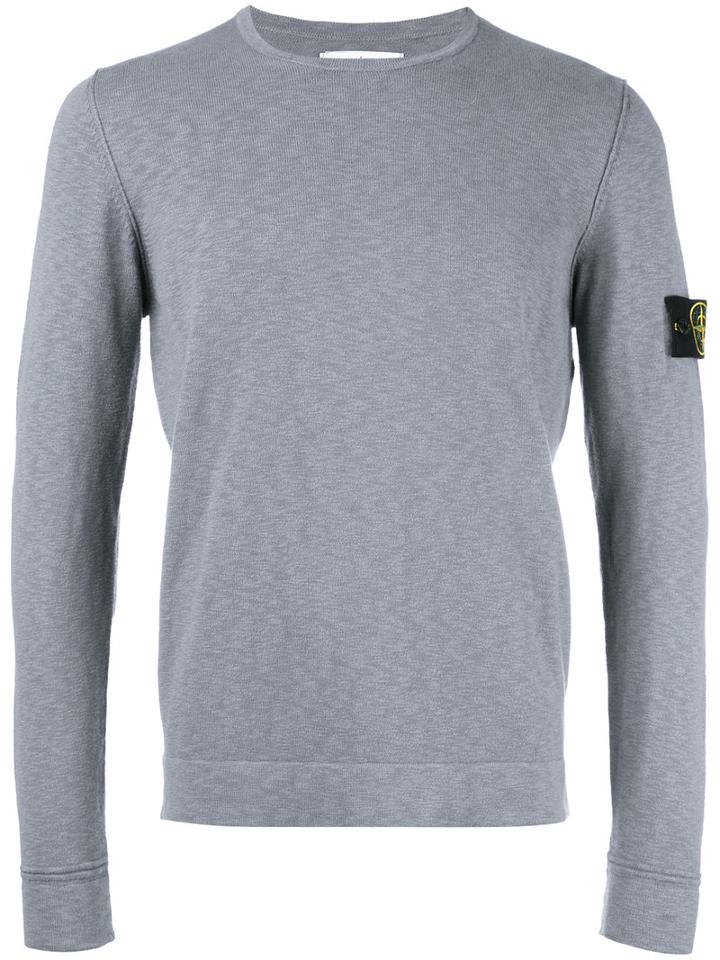 Stone Island Logo Patch Sweatshirt, Men's, Size: Large, Grey, Cotton/polyamide
