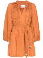 Lisa Marie Fernandez Poet Tassel Belted Cotton Mini Dress - Orange