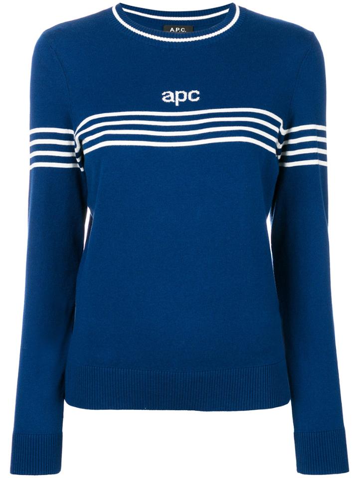A.p.c. Knitted Logo Jumper - Blue