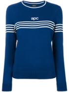 A.p.c. Knitted Logo Jumper - Blue