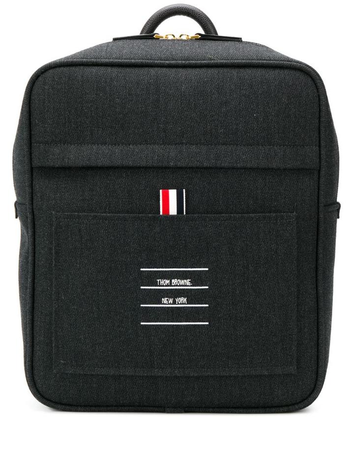 Thom Browne Paper Label Print Book Bag - Grey