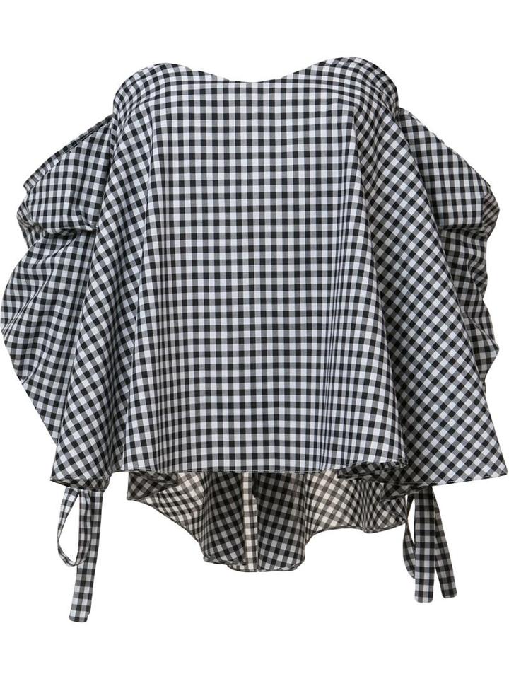 Caroline Constas Off-shoulders Checked Blouse, Women's, Size: Small, Black, Cotton