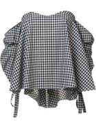 Caroline Constas Off-shoulders Checked Blouse, Women's, Size: Small, Black, Cotton