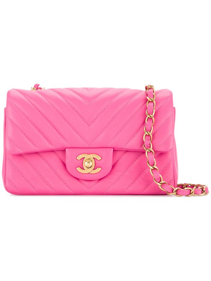 Chanel Vintage V Quilted Flap Bag - Pink & Purple