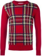 Comme Des Garçons Shirt Boy Plaid Jumper, Size: Medium, Red, Acrylic/wool